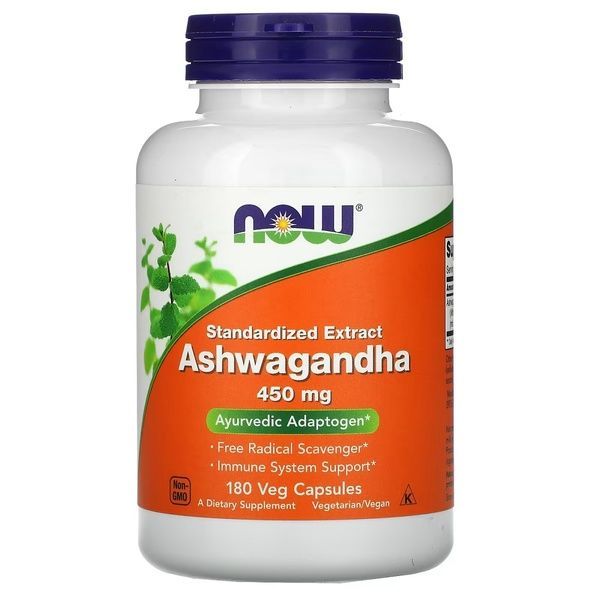 Ашваганда, 450 мг, Ashwagandha, Now Foods, 180 вегетарианских капсул,  Now Foods фото