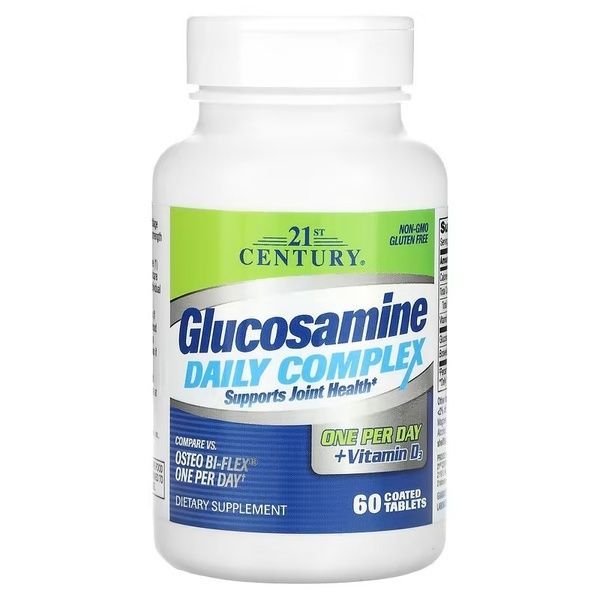 Глюкозамін, Glucosamine Daily Complex, 21st Century, 60 таблеток в оболонці,  21st Century фото
