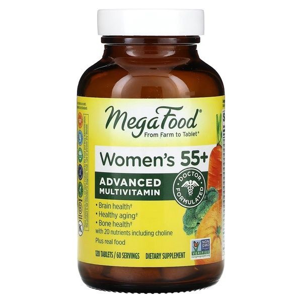 Мультивитамины для женщин 55+, Multi for Women 55+, MegaFood, 120 таблеток,  MegaFood фото