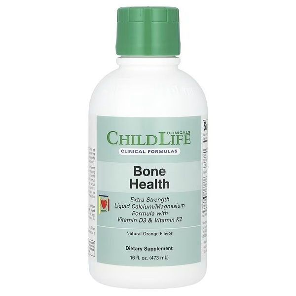 Кальцій та магній з вітамінами D3 та K2, смак апельсину, Liquid Calcium/Magnesium Formula with Vitamin D3 & Vitamin K2, ChildLife Clinicals, 473 мл,  ChildLife Clinicals фото