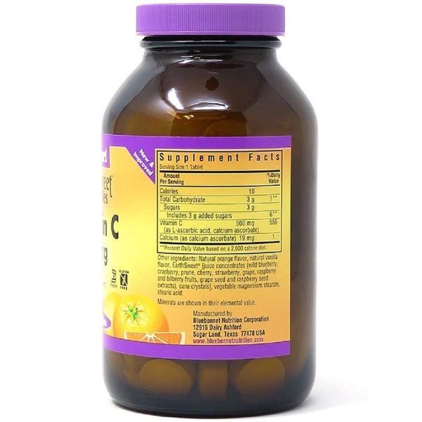 Вiтамiн С, 500мг, Смак Апельсину, Earth Sweet Chewables, Bluebonnet Nutrition, 90 жувальних таблеток,  Bluebonnet Nutrition фото
