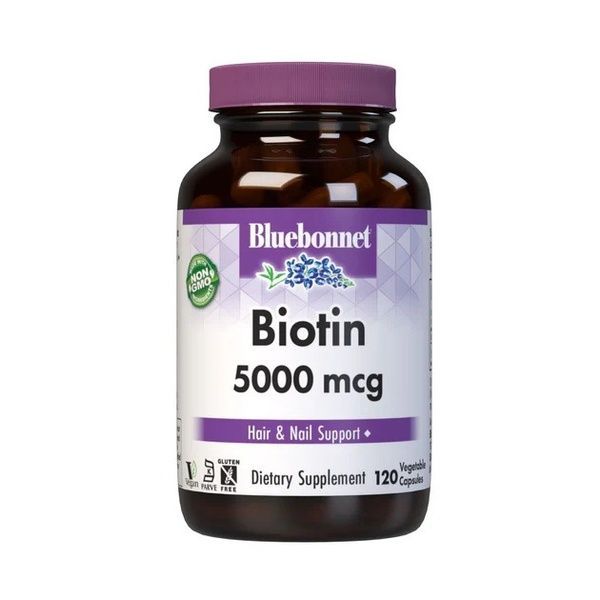 Биотин (B7) 5000 мкг, Biotin, Bluebonnet Nutrition, 120 вегетарианских капсул,  Bluebonnet Nutrition фото