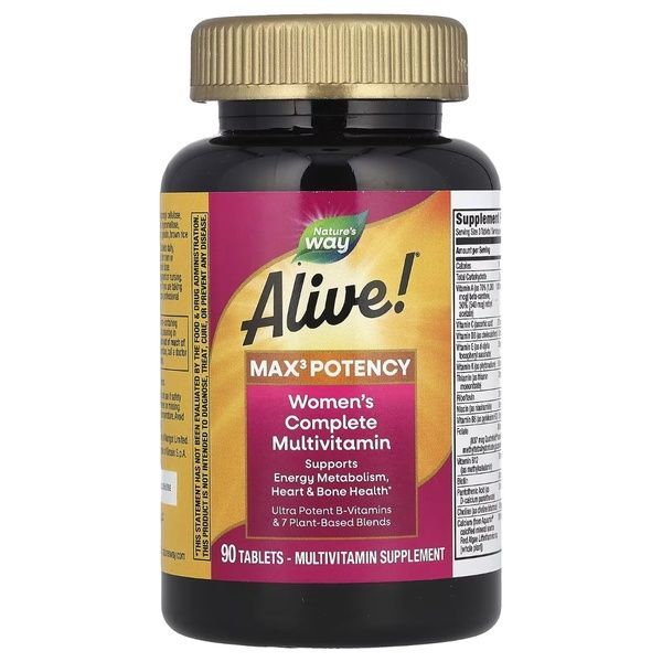 Мультивитамины для женщин, Alive! Max3 Potency, Women's Complete Multivitamin, Nature's Way, 90 таблеток,  Nature's Way фото