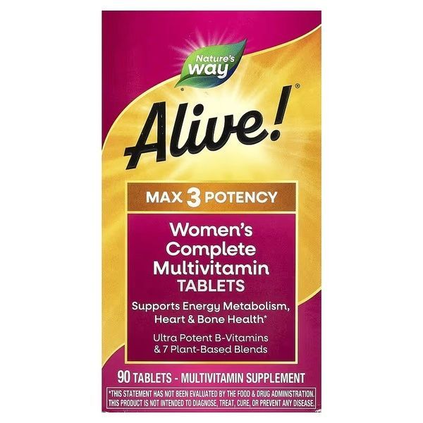 Мультивитамины для женщин, Alive! Max3 Potency, Women's Complete Multivitamin, Nature's Way, 90 таблеток,  Nature's Way фото