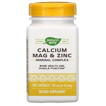 Мінеральний комплекс Кальцій Магній Цинк, 765 мг, Calcium Mag & Zinc Mineral Complex, Nature's Way, 100 капсул,  Nature's Way фото