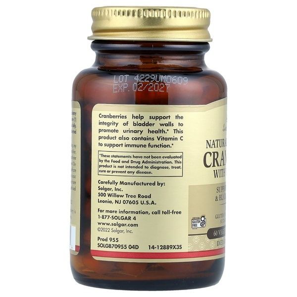 Натуральная клюква с витамином С, Cranberry with Vitamin C, Solgar, 60 вегетарианских капсул,  Solgar фото