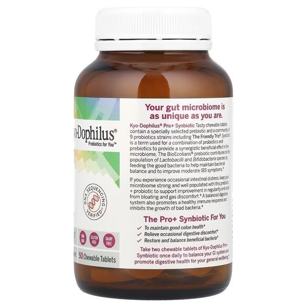 Пробіотик з пребіотиком, смак ягідної смузі, Kyo-Dophilus Pro+Synbiotic, Kyolic, 50 жувальних таблеток,  Kyolic фото