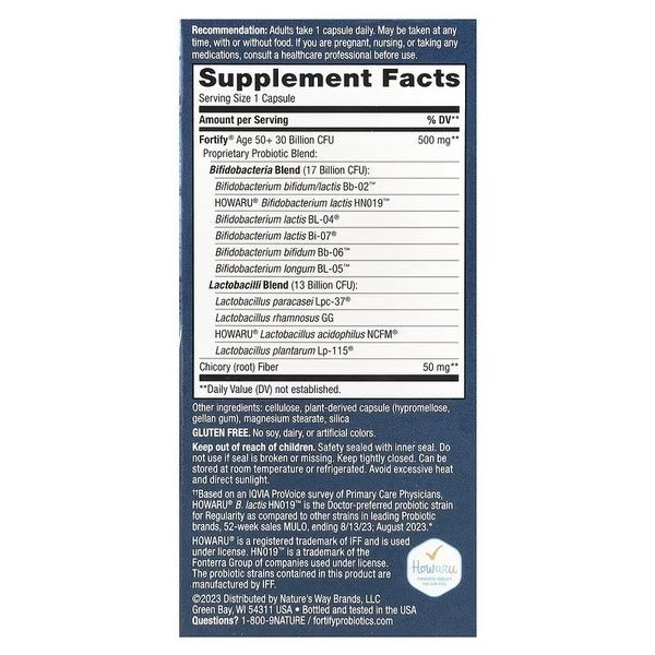 Пробиотики и пребиотик для взрослых 50+, 30 млрд КОЕ, Age 50+ Probiotic+Prebiotics, Nature's Way, 30 вегетарианских капсул,  Nature's Way фото