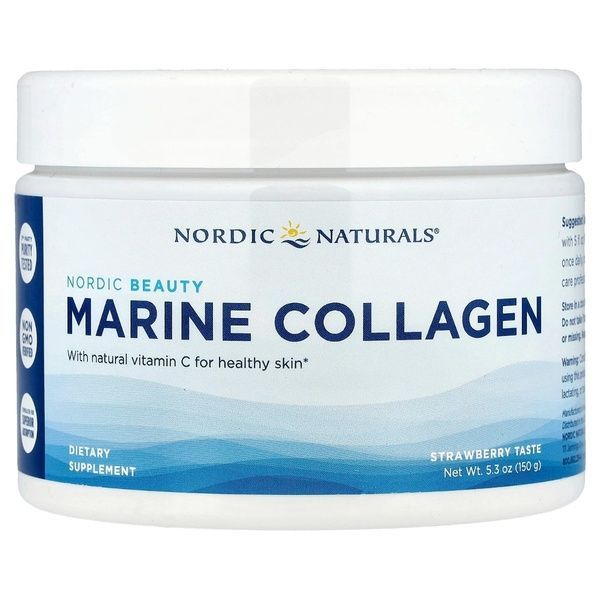 Морской коллаген с витамином C, вкус клубники, Nordic Beauty, Marine Collagen with Vitamin C, Nordic Naturals, 150 г,  Nordic Naturals фото