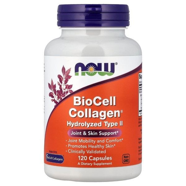 Колаген гідролізований II типу, BioCell Collagen, Hydrolyzed Type II, Now Foods, 120 капсул,  Now Foods фото