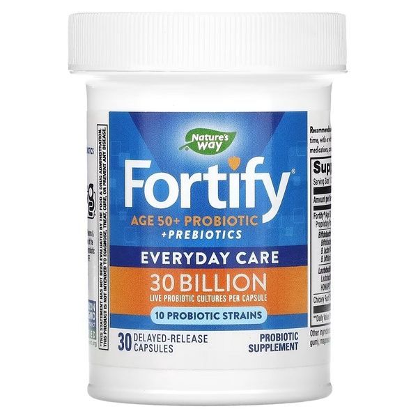 Пробиотики и пребиотик для взрослых 50+, 30 млрд КОЕ, Age 50+ Probiotic+Prebiotics, Nature's Way, 30 вегетарианских капсул,  Nature's Way фото