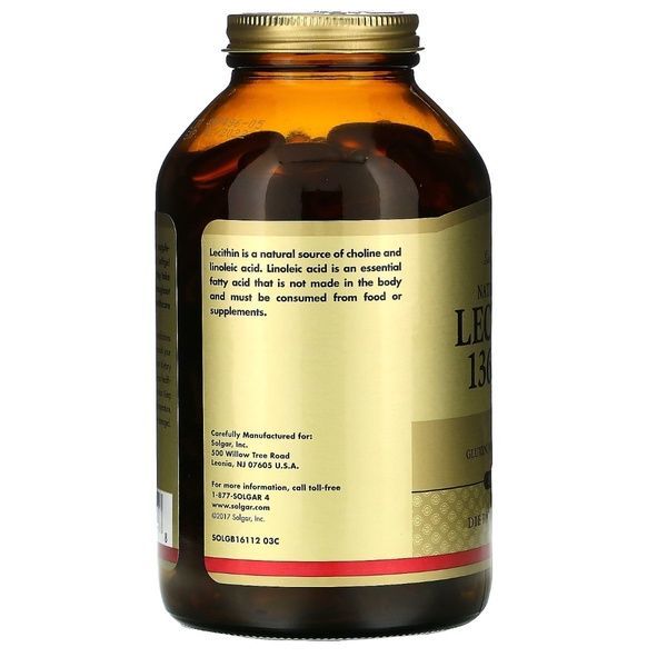 Лецитин Невибілений 1360 мг, Natural Soya Lecithin, Solgar, 250 желатинових капсул,  Solgar фото