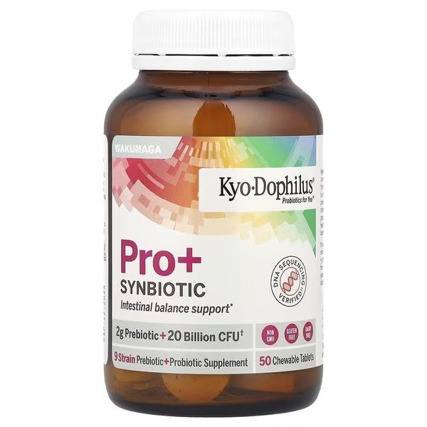 Пробіотик з пребіотиком, смак ягідної смузі, Kyo-Dophilus Pro+Synbiotic, Kyolic, 50 жувальних таблеток,  Kyolic фото