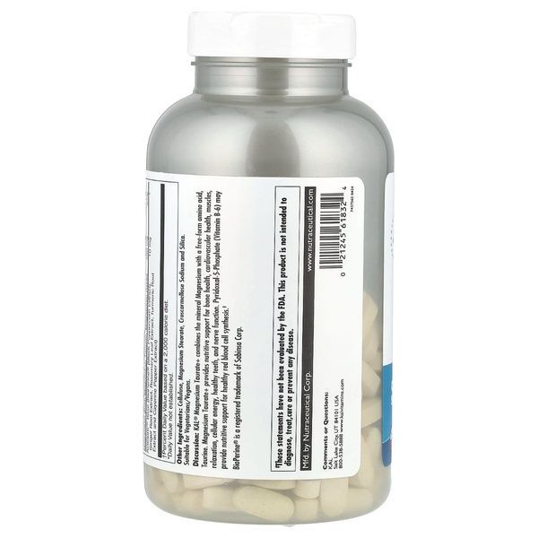 Таурат Магния 400 мг, Magnesium Taurate+, KAL, 180 Таблеток,  KAL фото
