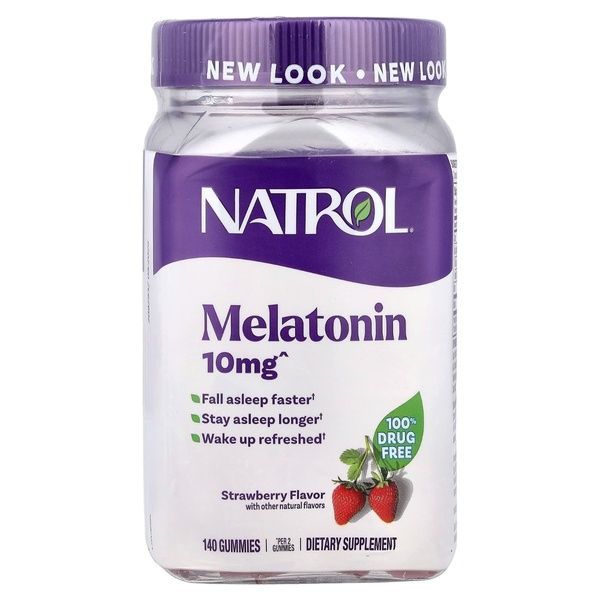 Мелатонін, 10 мг, смак полуниці, Melatonin, Natrol, 140 жувальних цукерок,  Natrol фото