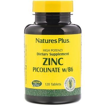 Цинк Піколінат з вітаміном B6, Natures Plus, 120 таблеток,  Natures Plus фото