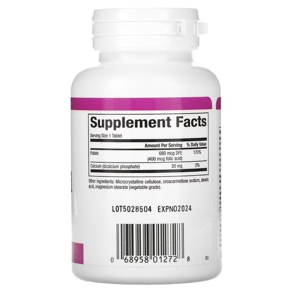 Фолиевая кислота, 400 мкг, Folic Acid, Natural Factors, 90 таблеток,  Natural Factors фото