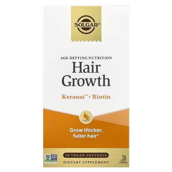 Засіб для росту волосся, Age-Defying Nutrition, Hair Growth, Solgar, 30 веганських капсул,  Solgar фото
