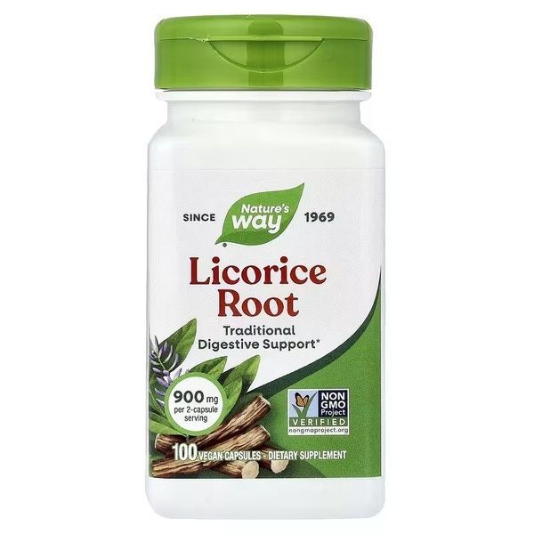 Корень Солодки (Лакрицы) 450 мг, Licorice Root, Nature's Way, 100 вегетарианских капсул,  Nature's Way фото