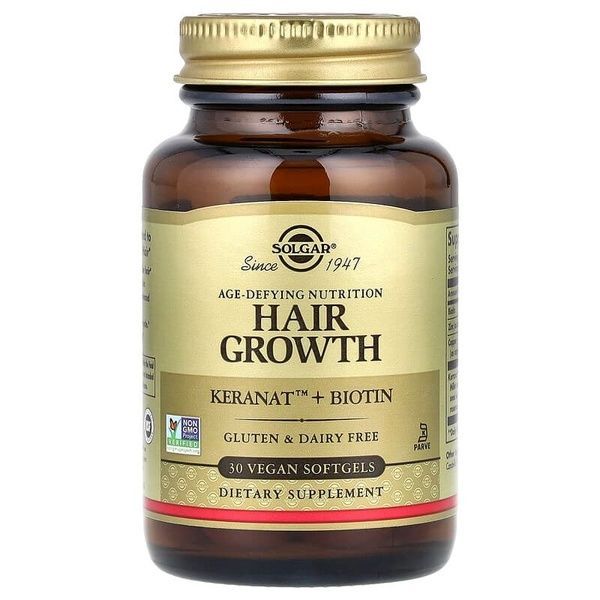 Засіб для росту волосся, Age-Defying Nutrition, Hair Growth, Solgar, 30 веганських капсул,  Solgar фото