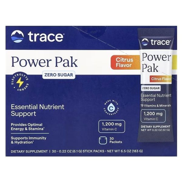Електроліти без цукру, цитрусовий смак, Power Pak, Trace, 30 пакетів по 6,1 гр,  Trace фото
