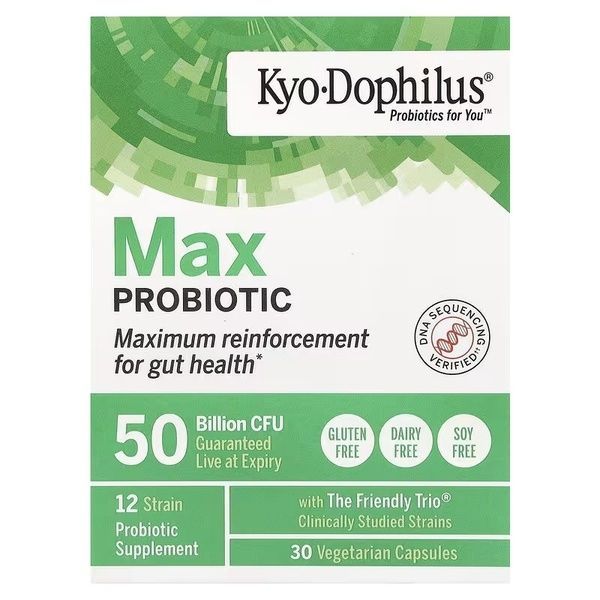 Пробіотик, 50 млрд КУО, Kyo-Dophilus, Max Probiotic, 50 Billion CFU, Kyolic, 30 вегетаріанських капсул,  Kyolic фото