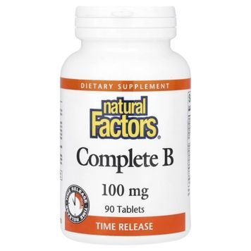 Комплекс вітамінів групи B, 100 мг, Complete B, Natural Factors, 90 таблеток,  Natural Factors фото
