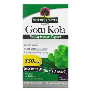 УЦІНКА Готу кола, 330 мг, Gotu Kola, Healthy Immune Support, Nature's Answer, 60 вегетаріанських капсул (м'ята коробка),  Nature's Answer фото