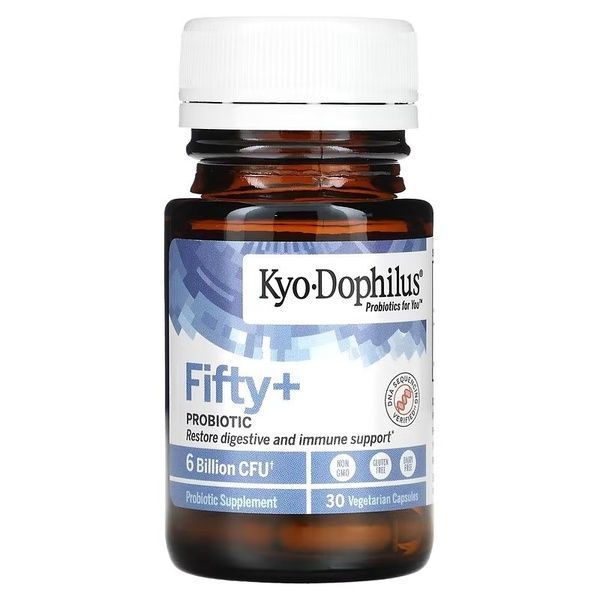 Пробіотик, 6 млрд КУО, Kyo-Dophilus, Fifty+Probiotic, 6 Billion CFU, Kyolic, 30 вегетаріанських капсул,  Kyolic фото