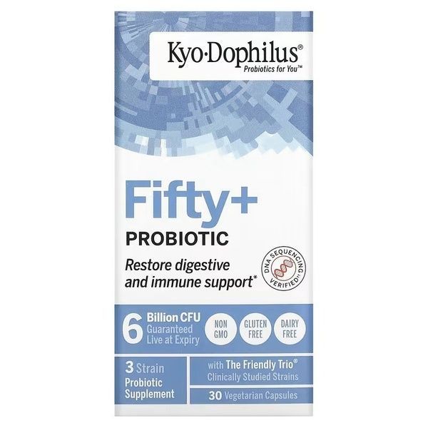 Пробіотик, 6 млрд КУО, Kyo-Dophilus, Fifty+Probiotic, 6 Billion CFU, Kyolic, 30 вегетаріанських капсул,  Kyolic фото
