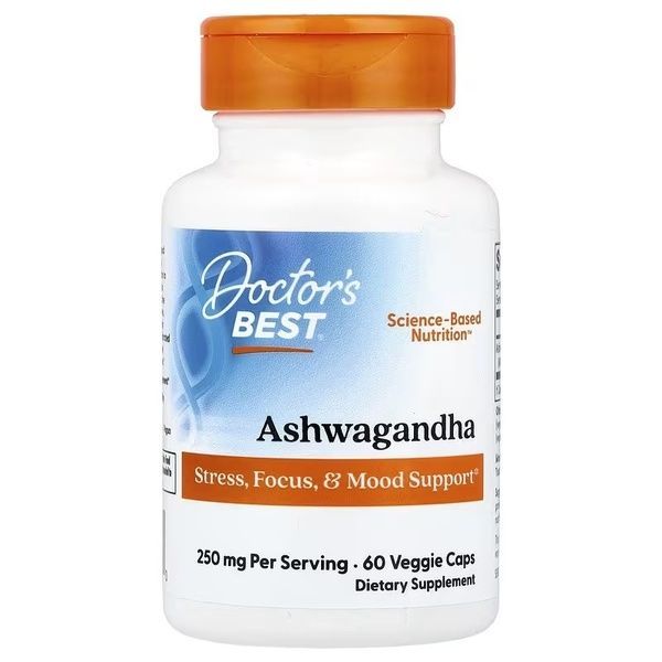 Ашваганда, Ashwagandha, Doctor's Best, 60 вегетарианских капсул,  Doctor's Best фото