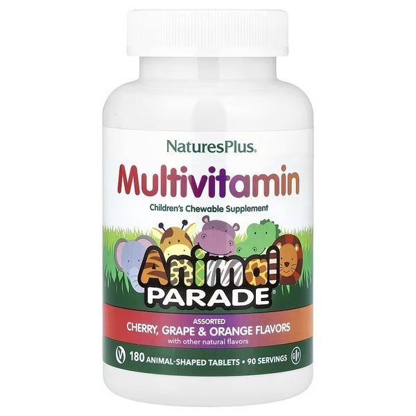 Мультивитамины для Детей, Вкус Ассорти, Animal Parade, Natures Plus, 180 жевательных таблеток,  Natures Plus фото