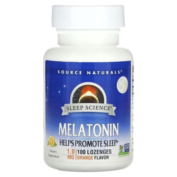 Мелатонин 1мг, Вкус Апельсина, Sleep Science, Source Naturals, 100 таблеток для рассасывания,  Source Naturals фото
