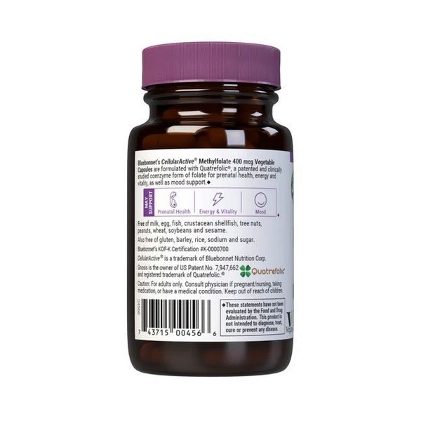 Метилфолат (B9) 400мкг, Cellular Active, Methylfolate, Bluebonnet Nutrition, 60 вегетарианских капсул,  Bluebonnet Nutrition фото