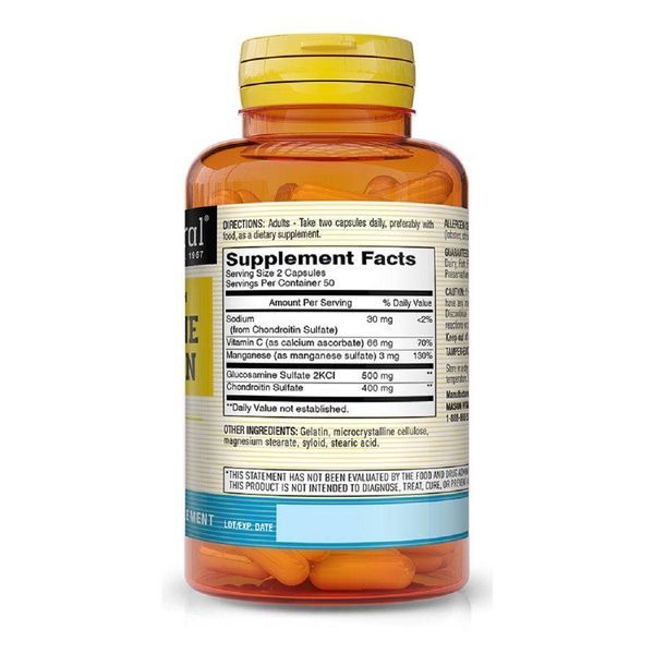Глюкозамин и Хондроитин, Glucosamine Chondroitin Regular Strength, Mason Natural, 100 капсул,  Mason Natural фото