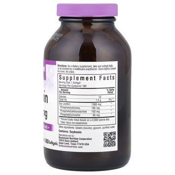 Натуральний Лецитин 1365мг, Bluebonnet Nutrition, 180 желатинових капсул,  Bluebonnet Nutrition фото