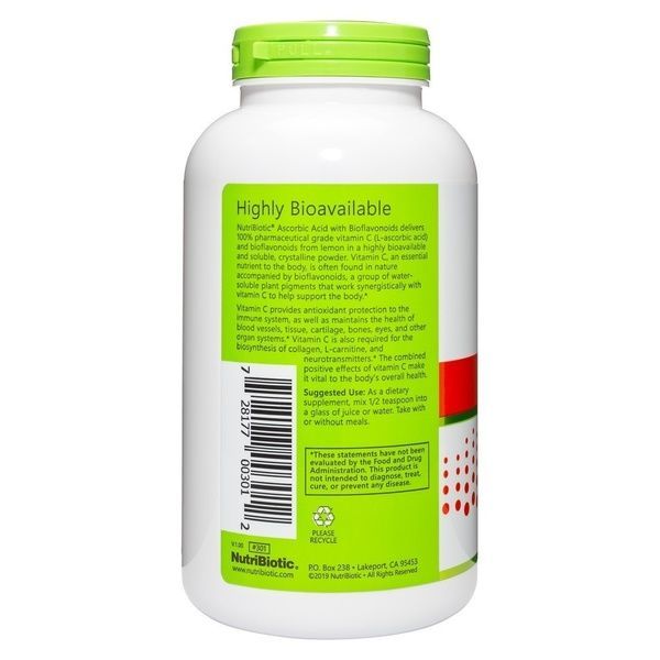 Аскорбінова кислота з біофлавоноїдами у порошку, Ascorbic Acid with Bioflavonoids, NutriBiotic, 454 гр,  NutriBiotic фото