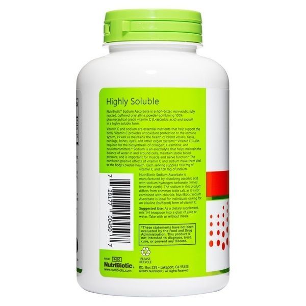 Аскорбат натрия, кристаллический порошок, Buffered Sodium Ascorbate, Vitamin C, Crystalline Powder, NutriBiotic, 227 гр,  NutriBiotic фото