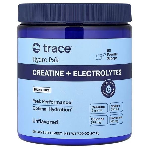 Креатин з електролітами, без смаку, Hydro Pak, Creatine+Electrolytes, Trace, 201 гр,  Trace фото