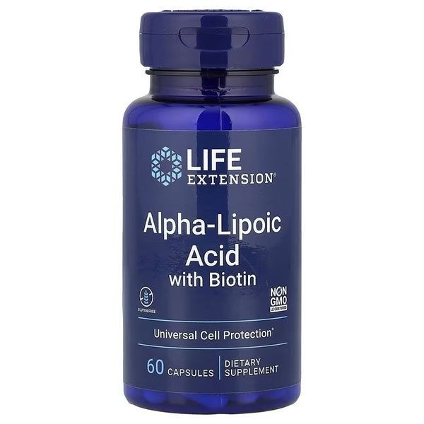 Альфа-ліпоєва кислота з біотином, 250 мг, Alpha-Lipoic Acid with Biotin, Life Extension, 60 капсул,  Life Extension фото