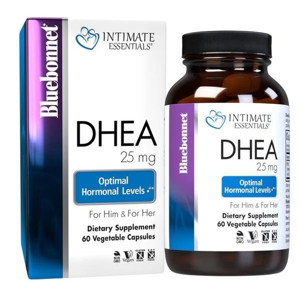 Дегідроепіандростерон, 25 мг, Intimate Essenitals, DHEA, Bluebonnet Nutrition, 60 вегетаріанських капсул,  Bluebonnet Nutrition фото